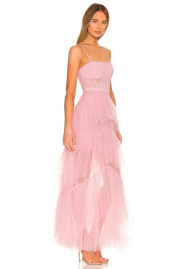 BCBGMAXAZRIA Corset Tulle Gown in Pink Tint | Thumbnail 3