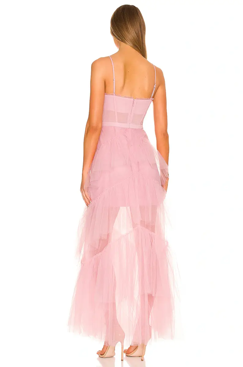 BCBGMAXAZRIA Corset Tulle Gown in Pink Tint | Thumbnail 6