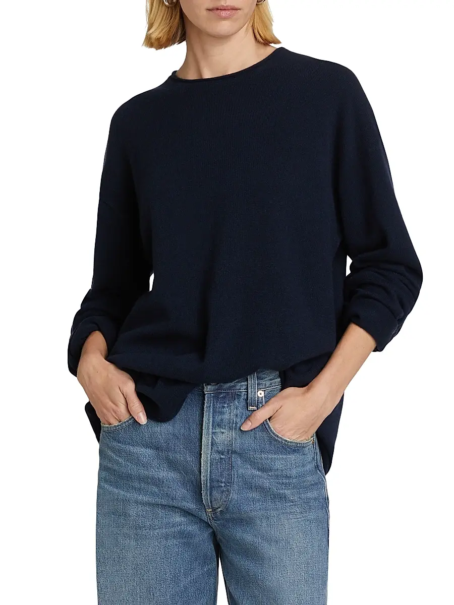 Guest in Residence Women's Cashmere Oversized Crewneck Sweater - Midnight | Thumbnail 3 Guest in Residence Women's Cashmere Oversized Crewneck Sweater - Midnight | Thumbnail 3