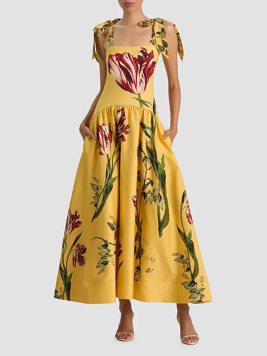 Alice + Olivia Women's Oriana Floral Cotton-Blend Maxi Dress | Thumbnail 2