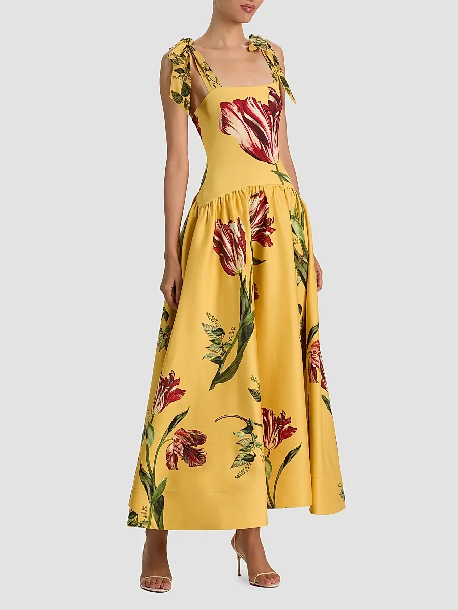 Alice + Olivia Women's Oriana Floral Cotton-Blend Maxi Dress | Thumbnail 4