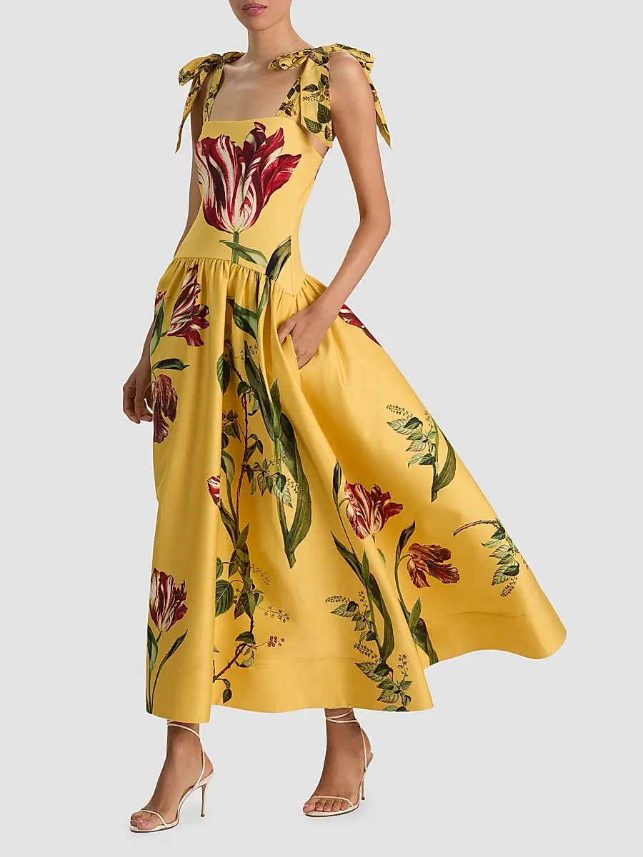 Alice + Olivia Women's Oriana Floral Cotton-Blend Maxi Dress | Thumbnail 6