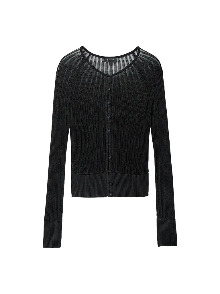rag & bone Women's Aubrey Sheer Striped Cardigan - Black - Size XL | Image 1 rag & bone Women's Aubrey Sheer Striped Cardigan - Black - Size XL | Image 1