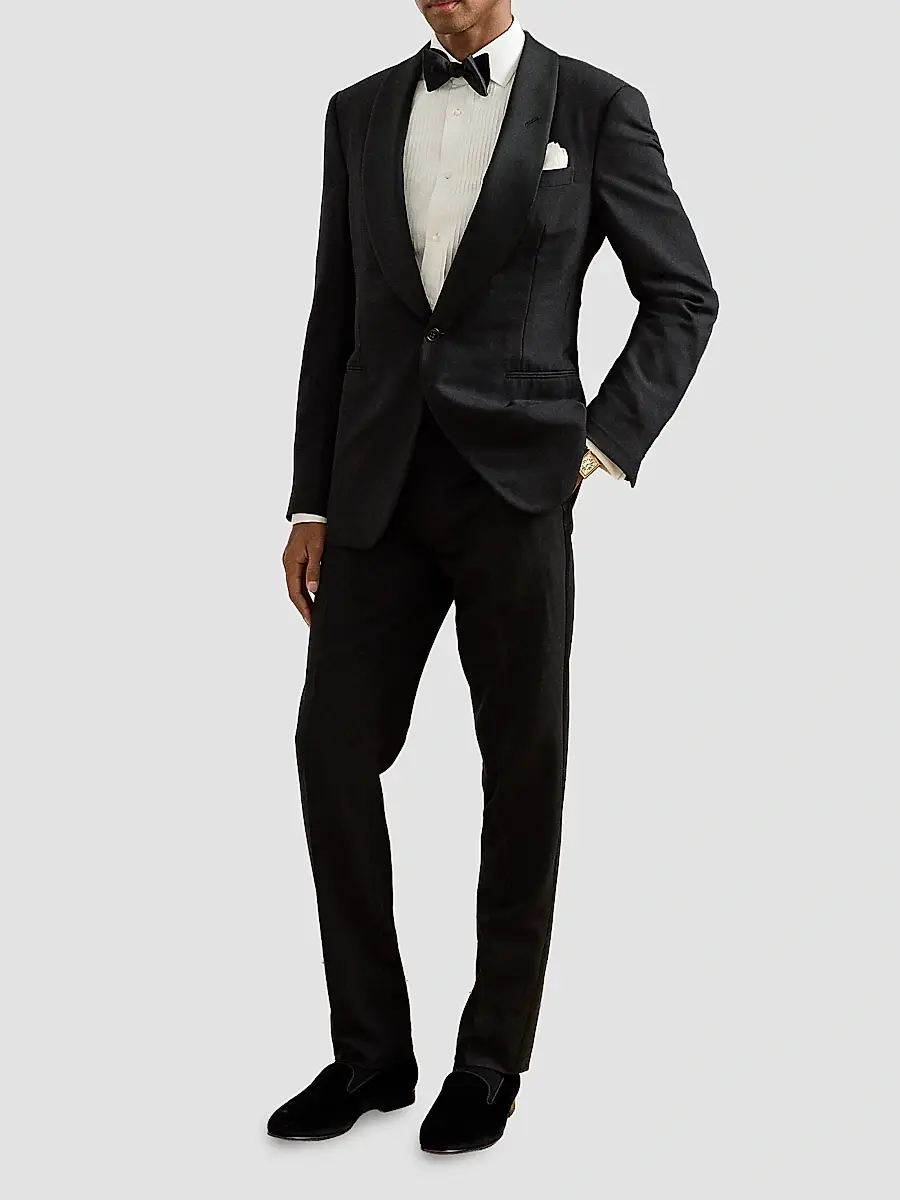 Ralph Lauren Purple Label Men's Sea Island Pleated Bib Cotton Tuxedo Shirt | Thumbnail 2