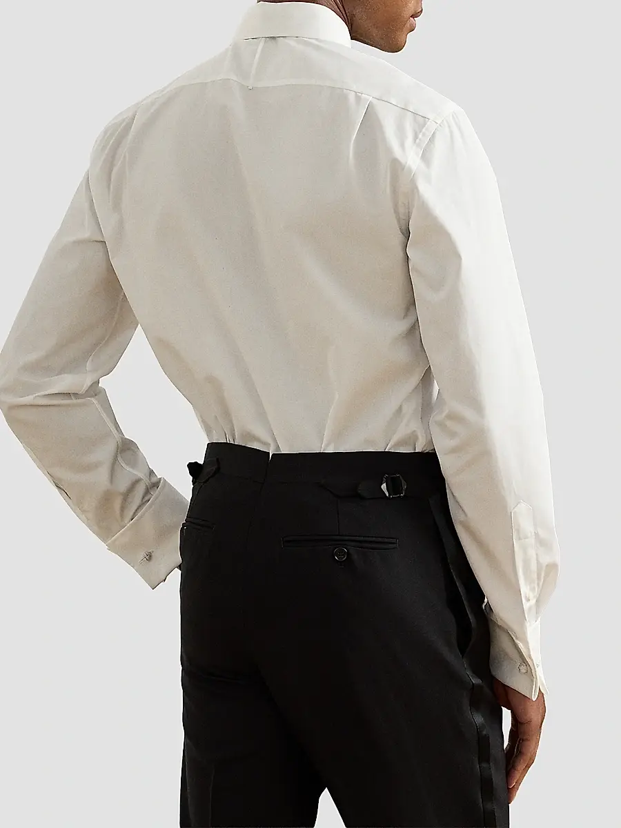 Ralph Lauren Purple Label Men's Sea Island Pleated Bib Cotton Tuxedo Shirt | Thumbnail 4