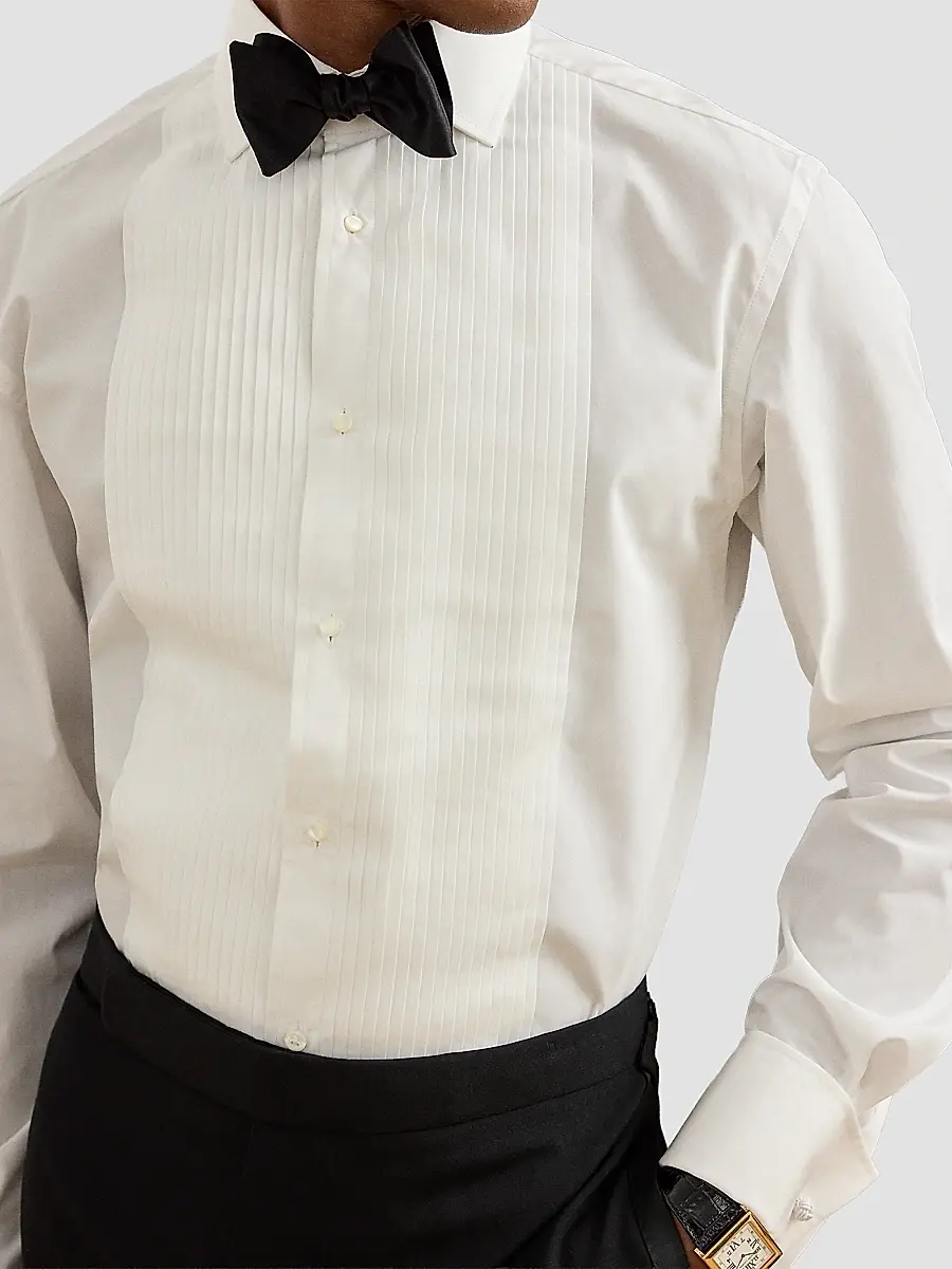 Ralph Lauren Purple Label Men's Sea Island Pleated Bib Cotton Tuxedo Shirt | Thumbnail 5