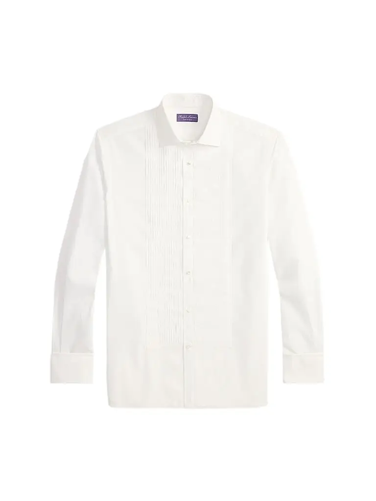 Ralph Lauren Purple Label Men's Sea Island Pleated Bib Cotton Tuxedo Shirt - White | Image 1 Ralph Lauren Purple Label Men's Sea Island Pleated Bib Cotton Tuxedo Shirt - White | Image 1