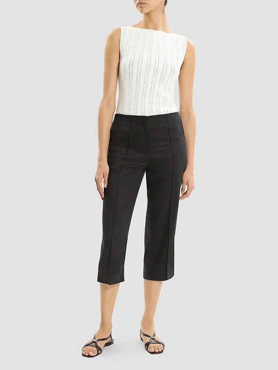 Theory Women's Linen-Blend Slit Capri Pants | Thumbnail 2 Theory Women's Linen-Blend Slit Capri Pants | Thumbnail 2