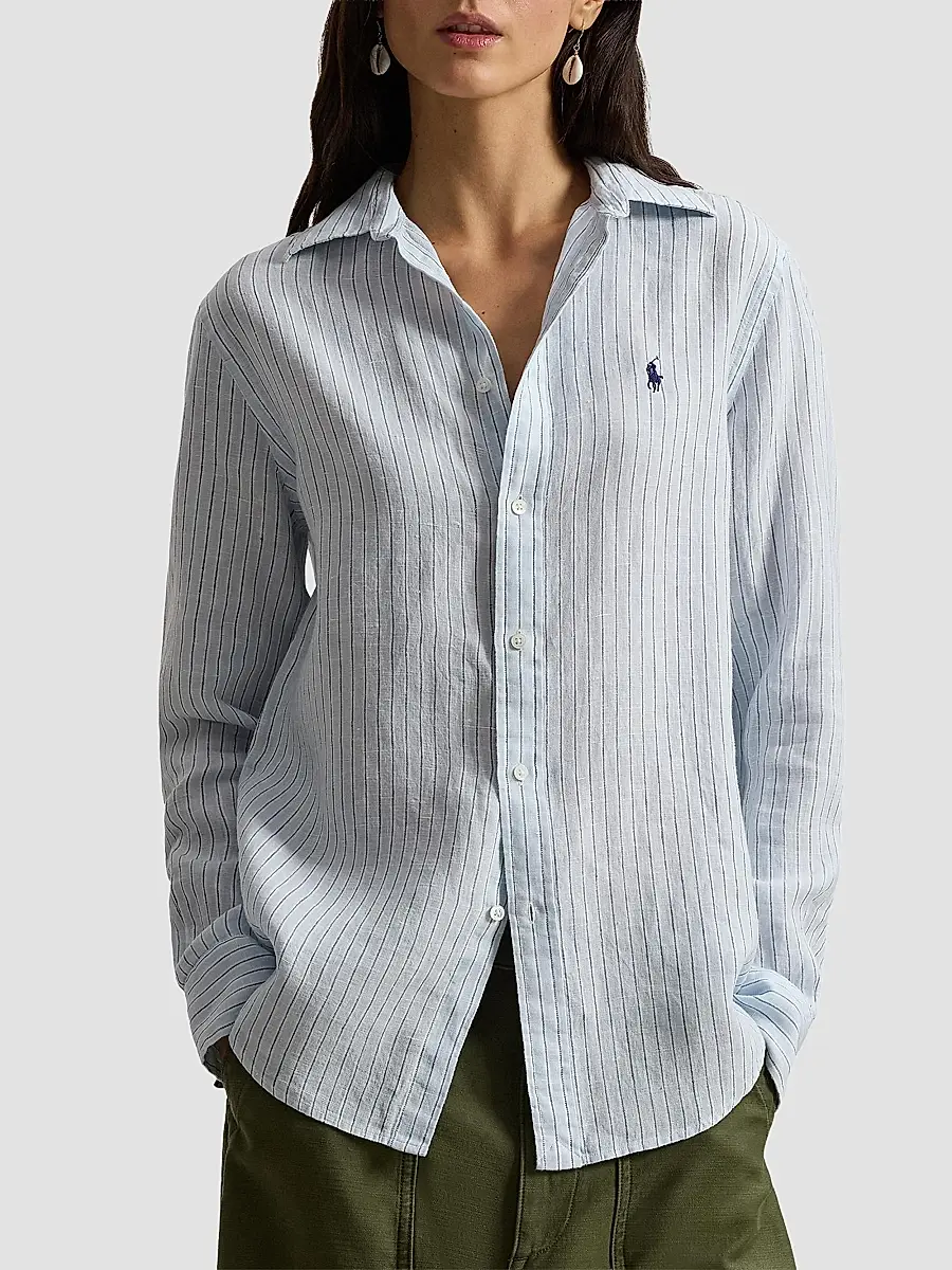 Polo Ralph Lauren Women's Striped Linen Sport Shirt | Thumbnail 4 Polo Ralph Lauren Women's Striped Linen Sport Shirt | Thumbnail 4