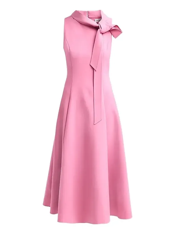 Oscar de la Renta Women's Bow Stretch-Wool Sleeveless Day Dress