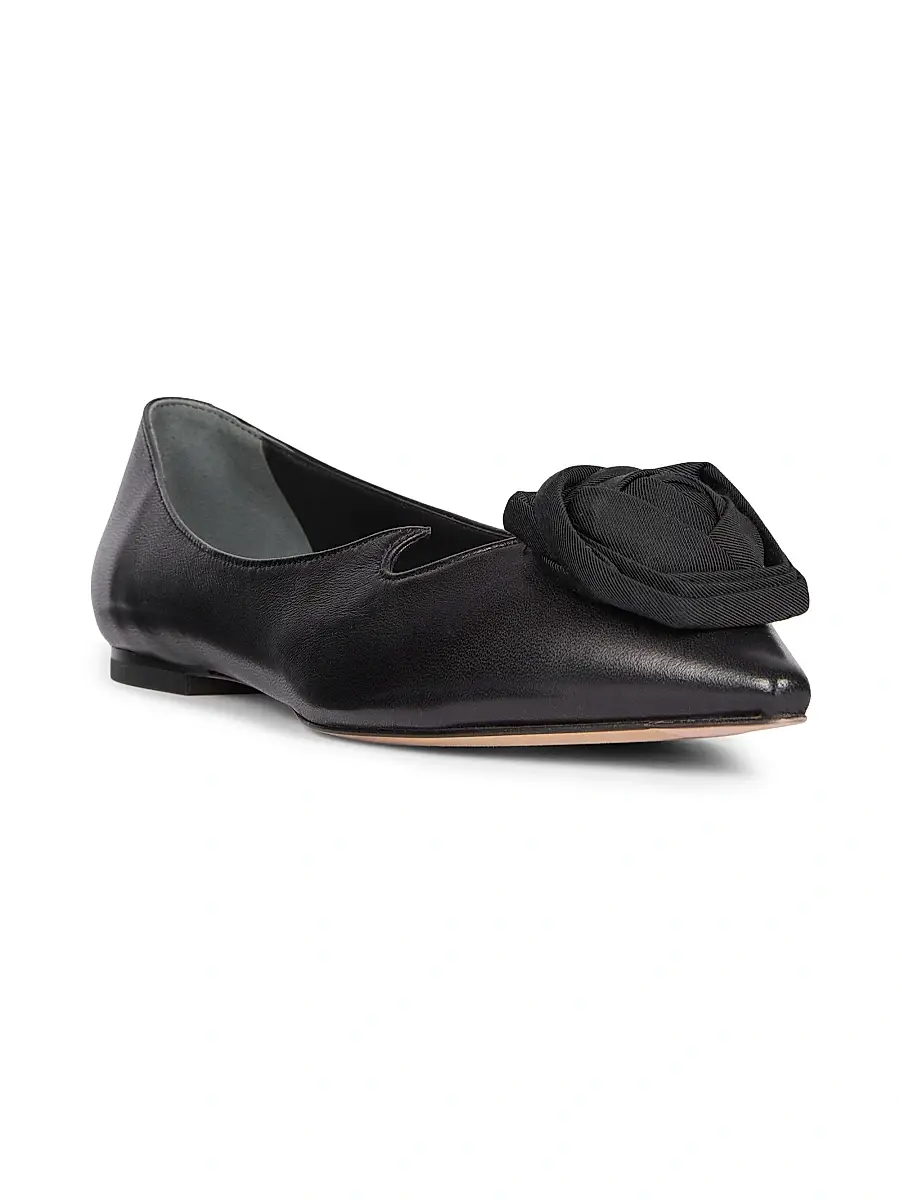 Roger Vivier Women's I Love Vivier Rose Leather Ballerina Flats | Thumbnail 2