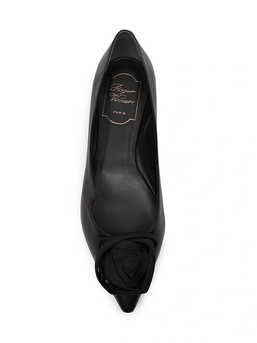 Roger Vivier Women's I Love Vivier Rose Leather Ballerina Flats | Thumbnail 5