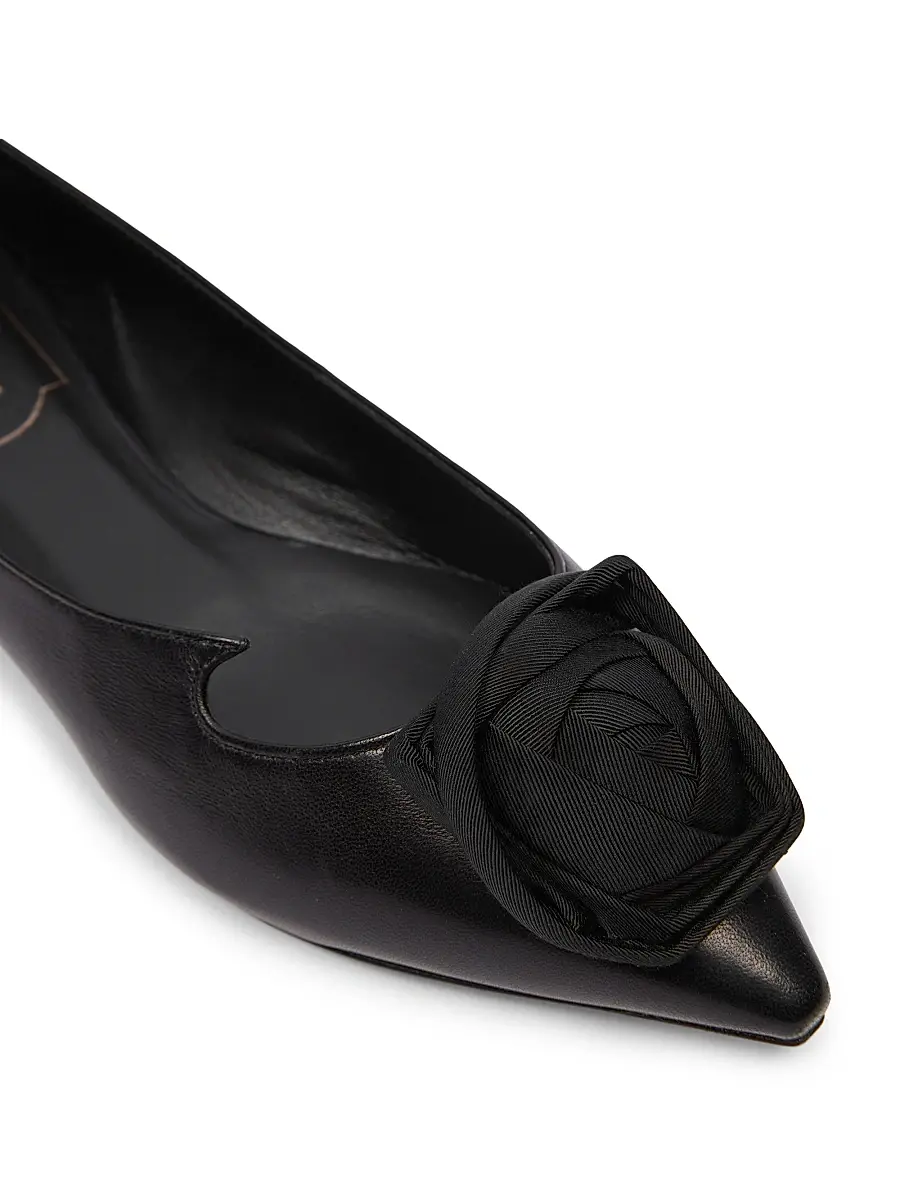 Roger Vivier Women's I Love Vivier Rose Leather Ballerina Flats | Thumbnail 6