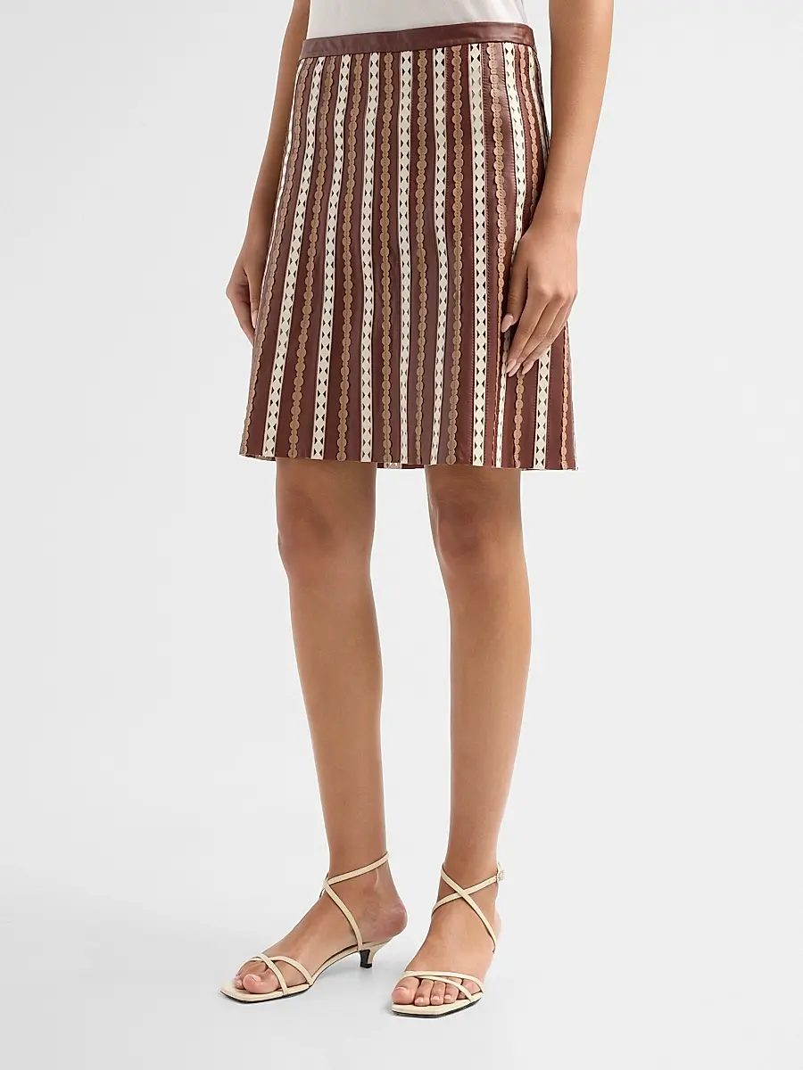 Yves Salomon Women's Perforated Leather Knee-Length Skirt | Thumbnail 4
