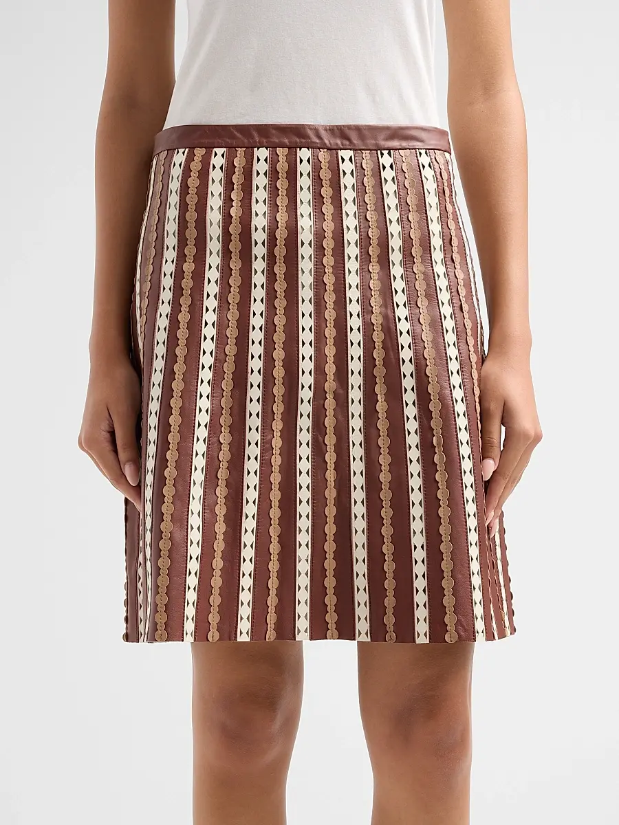 Yves Salomon Women's Perforated Leather Knee-Length Skirt | Thumbnail 5