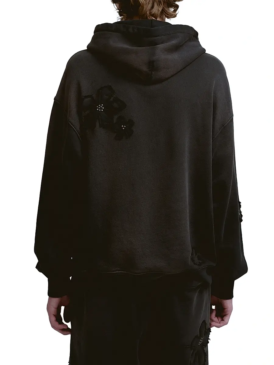 Nahmias Men's Flower-Patch Cotton Hoodie | Thumbnail 4 Nahmias Men's Flower-Patch Cotton Hoodie | Thumbnail 4