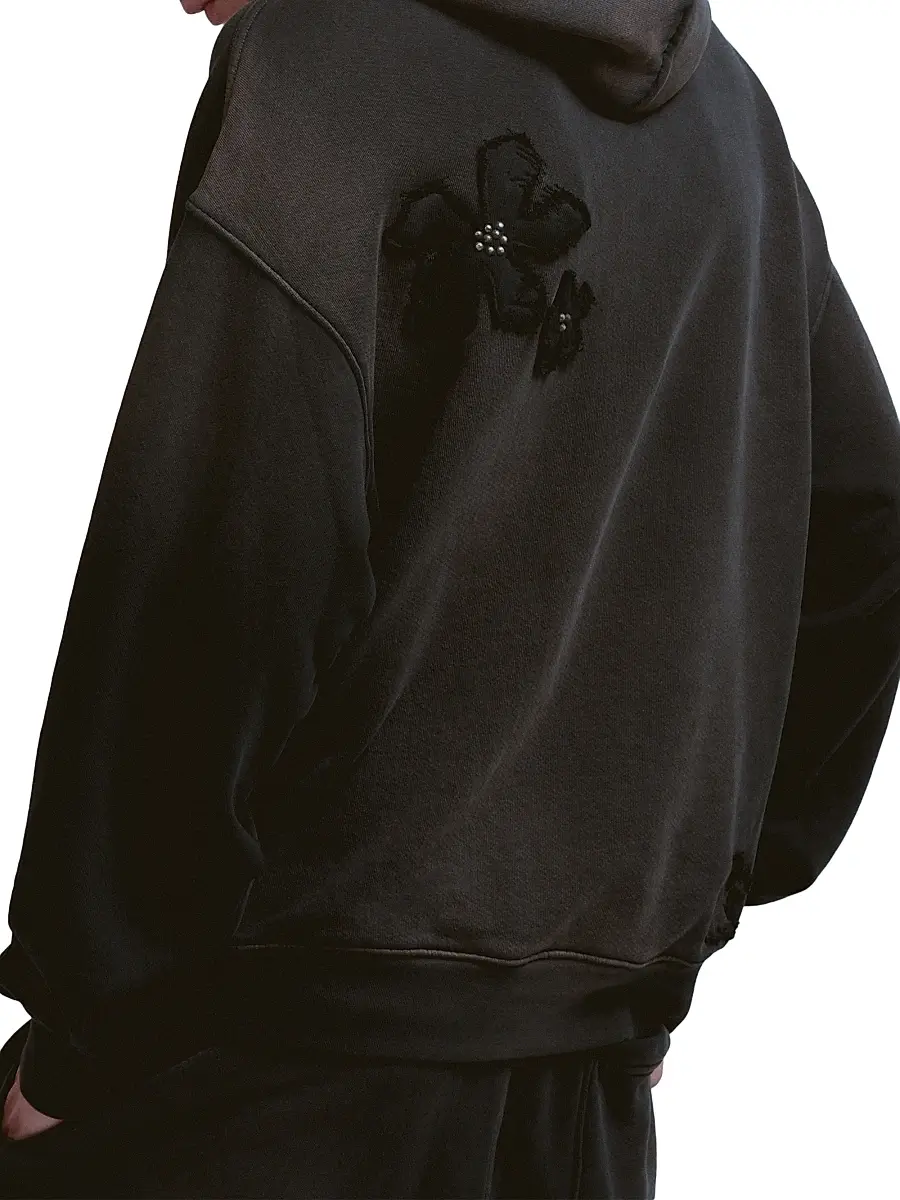 Nahmias Men's Flower-Patch Cotton Hoodie | Thumbnail 5 Nahmias Men's Flower-Patch Cotton Hoodie | Thumbnail 5