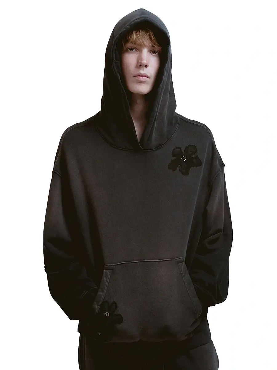 Nahmias Men's Flower-Patch Cotton Hoodie | Thumbnail 7 Nahmias Men's Flower-Patch Cotton Hoodie | Thumbnail 7