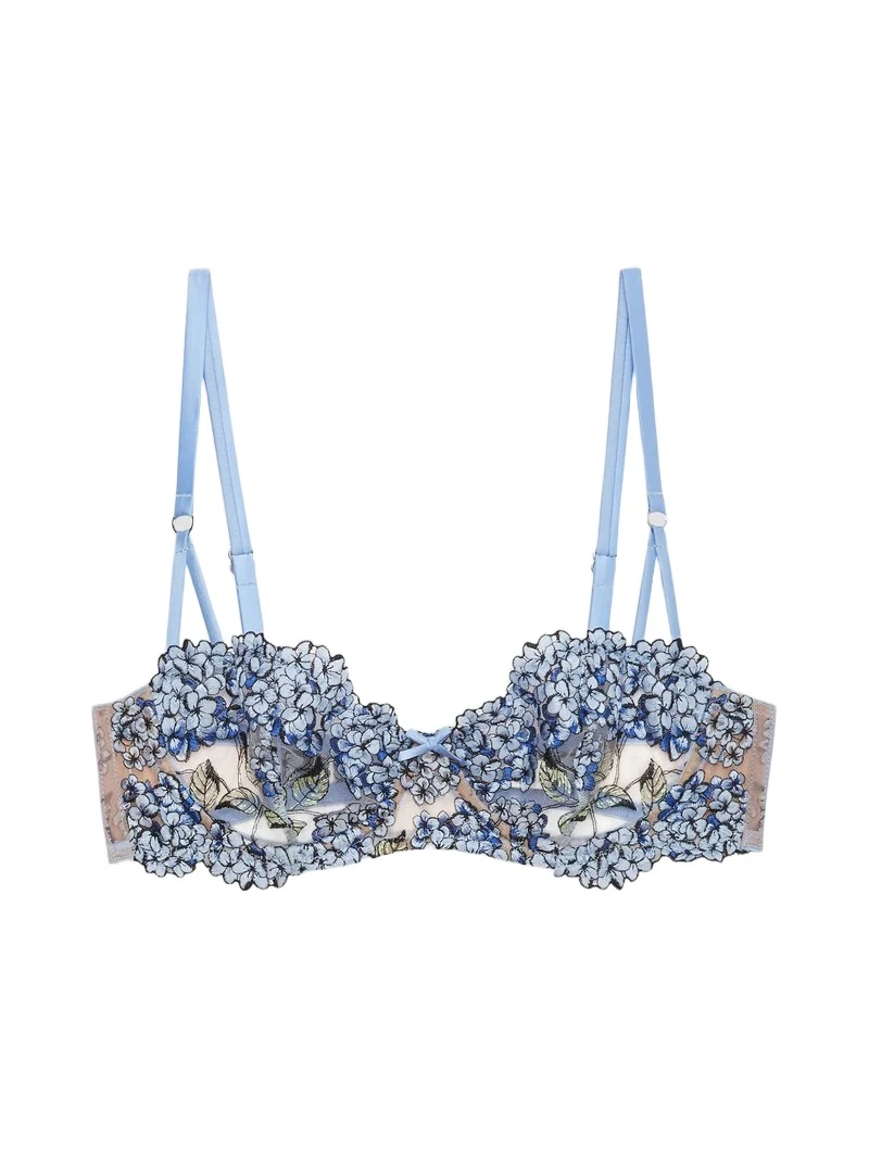 Fleur du Mal Women's Hydrangea Embroidery Balconette Bra