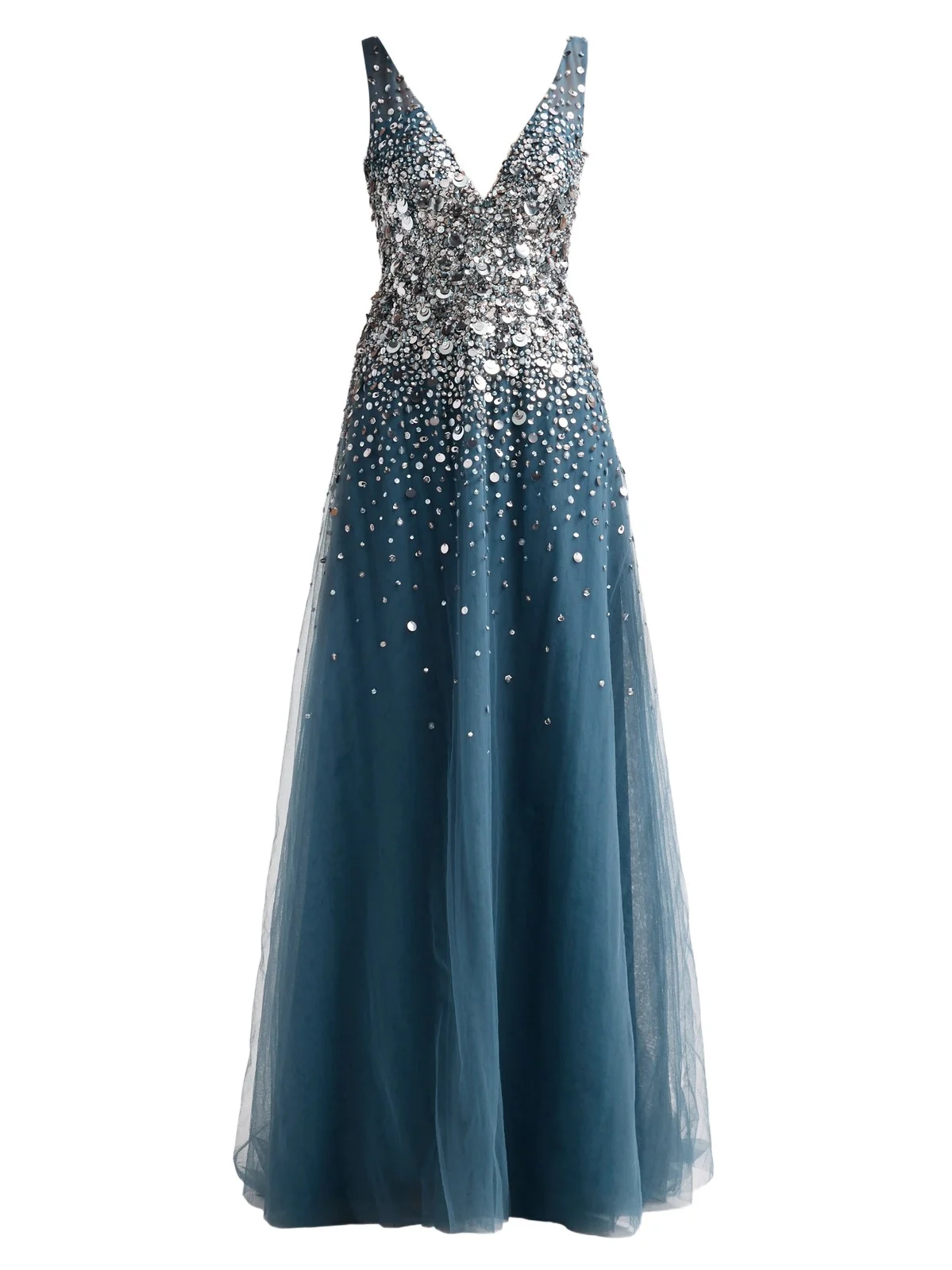 Women's Embellished Tulle V-Neck Gown Women's Embellished Tulle V-Neck Gown