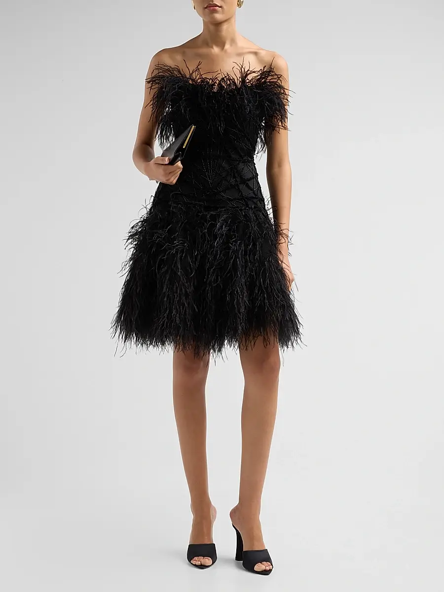 PAMELLA ROLAND Women's Embroidered-Tulle Strapless Cocktail Mini Dress | Thumbnail 2 PAMELLA ROLAND Women's Embroidered-Tulle Strapless Cocktail Mini Dress | Thumbnail 2