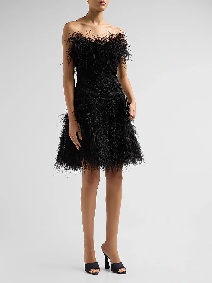 PAMELLA ROLAND Women's Embroidered-Tulle Strapless Cocktail Mini Dress | Thumbnail 4 PAMELLA ROLAND Women's Embroidered-Tulle Strapless Cocktail Mini Dress | Thumbnail 4