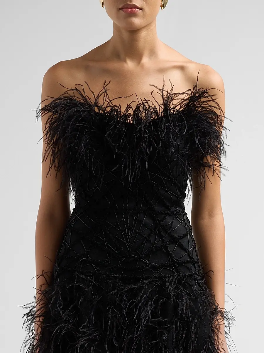 PAMELLA ROLAND Women's Embroidered-Tulle Strapless Cocktail Mini Dress | Thumbnail 5 PAMELLA ROLAND Women's Embroidered-Tulle Strapless Cocktail Mini Dress | Thumbnail 5