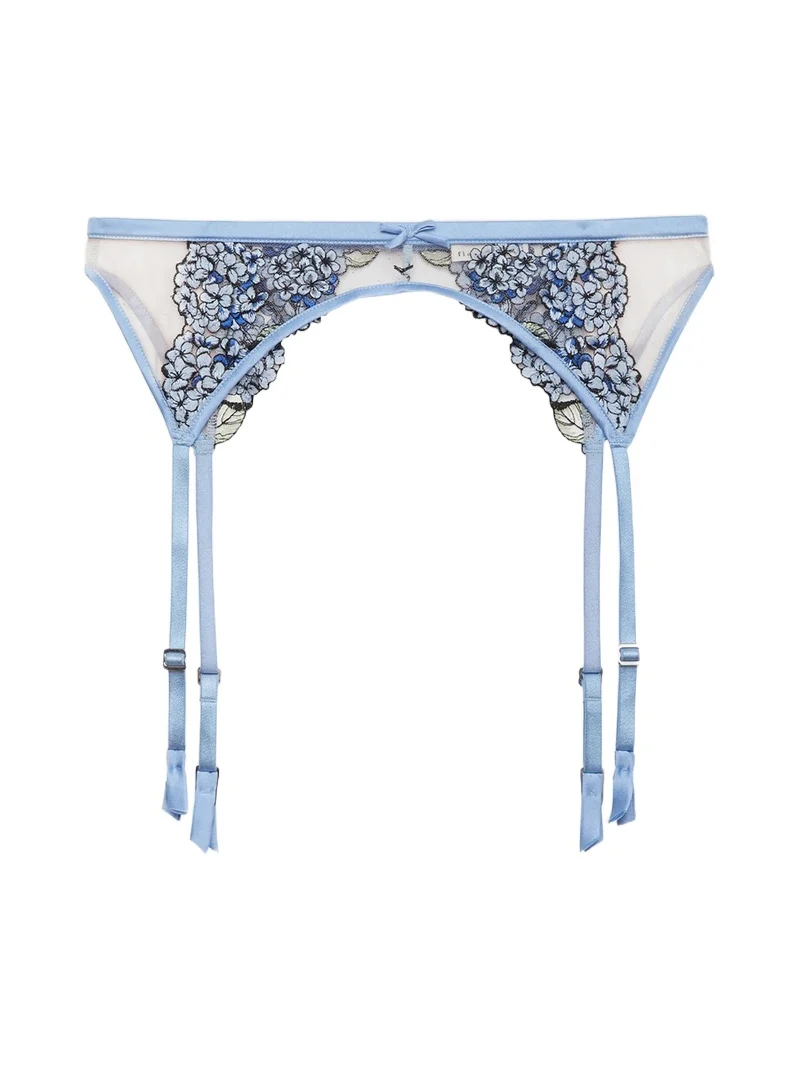 Fleur du Mal Women's Hydrangea Embroidery Garter Belt