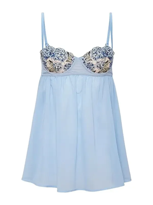 Women's Hydrangea Embroidery Cupped Babydoll Nightgown Women's Hydrangea Embroidery Cupped Babydoll Nightgown