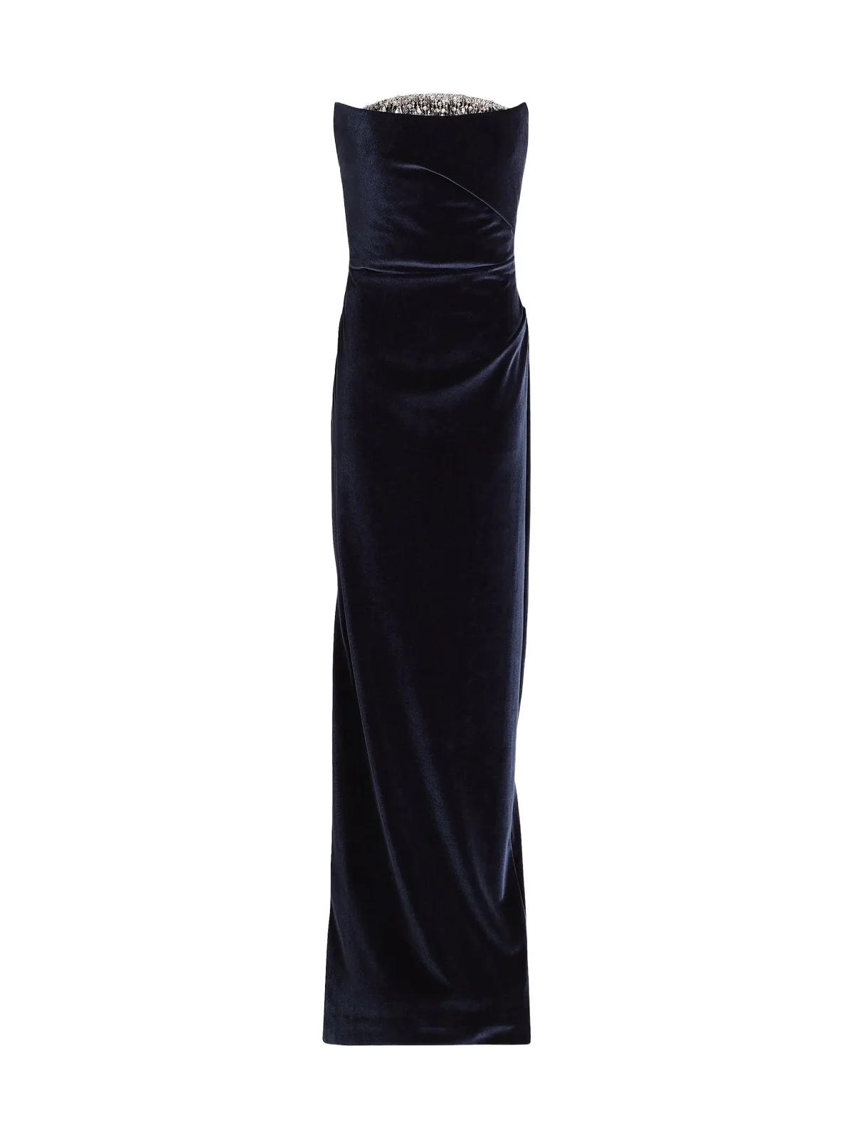 Women's Embellished Necklinie Velvet Column Gown