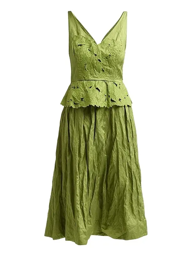 Women's Floral Embroidered Peplum Midi Dress Women's Floral Embroidered Peplum Midi Dress