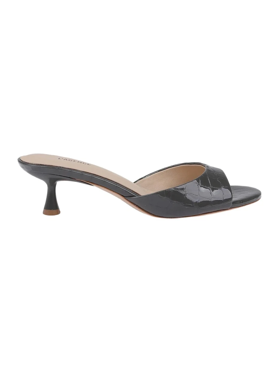 L'Agence Women's Arleen II 55MM Croc-Embossed Patent Leather Mules