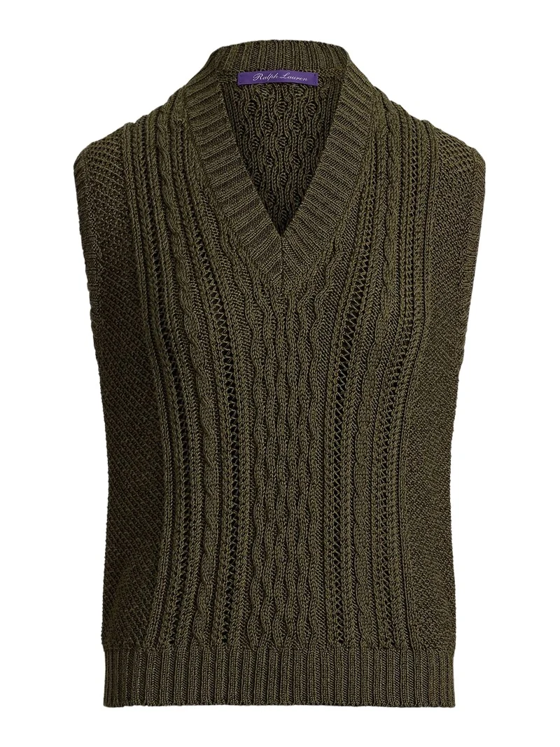 Women's Cable-Knit Silk-Cashmere Sweater Vest