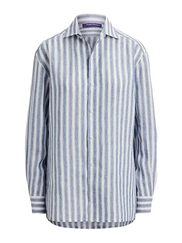 Women's Capri Relaxed-Fit Striped Linen Shirt
