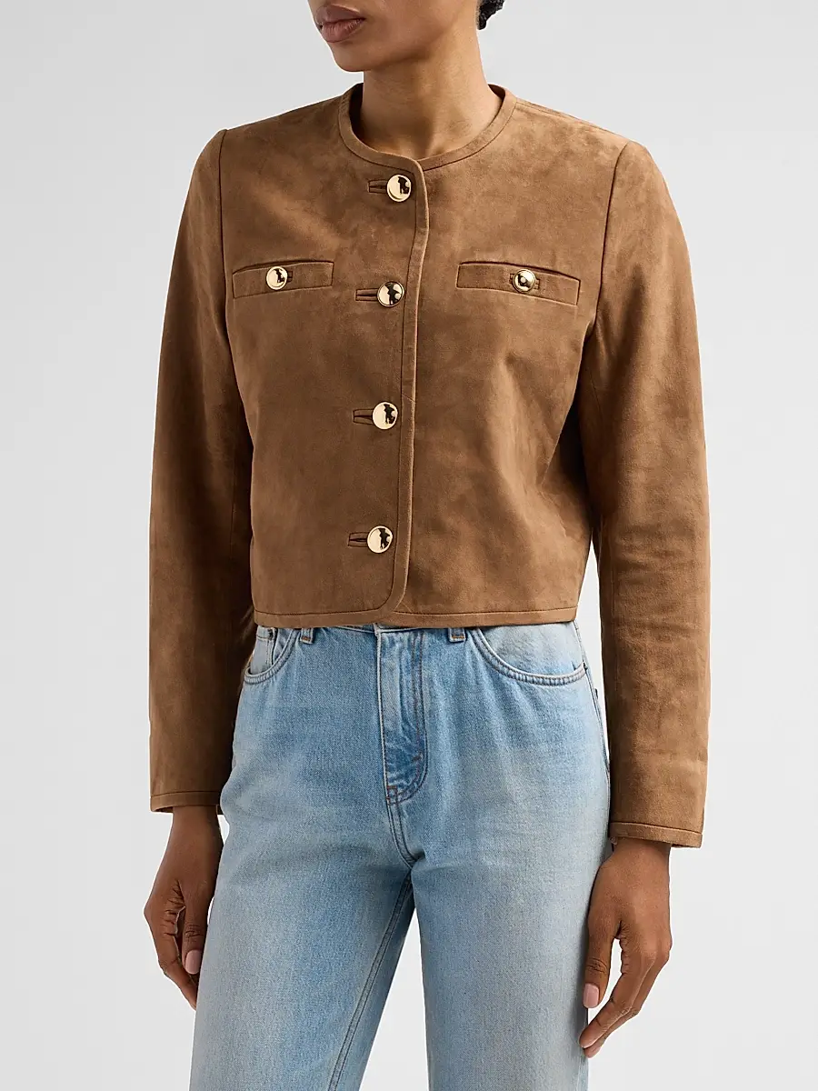 Ba&sh Women's Mella Suede Collarless Jacket | Thumbnail 4 Ba&sh Women's Mella Suede Collarless Jacket | Thumbnail 4