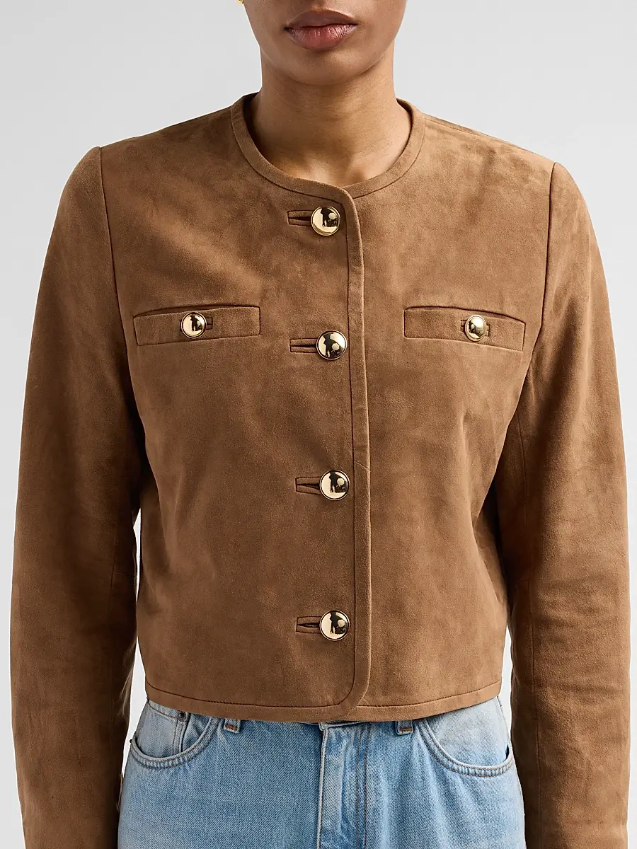 Ba&sh Women's Mella Suede Collarless Jacket | Thumbnail 5 Ba&sh Women's Mella Suede Collarless Jacket | Thumbnail 5