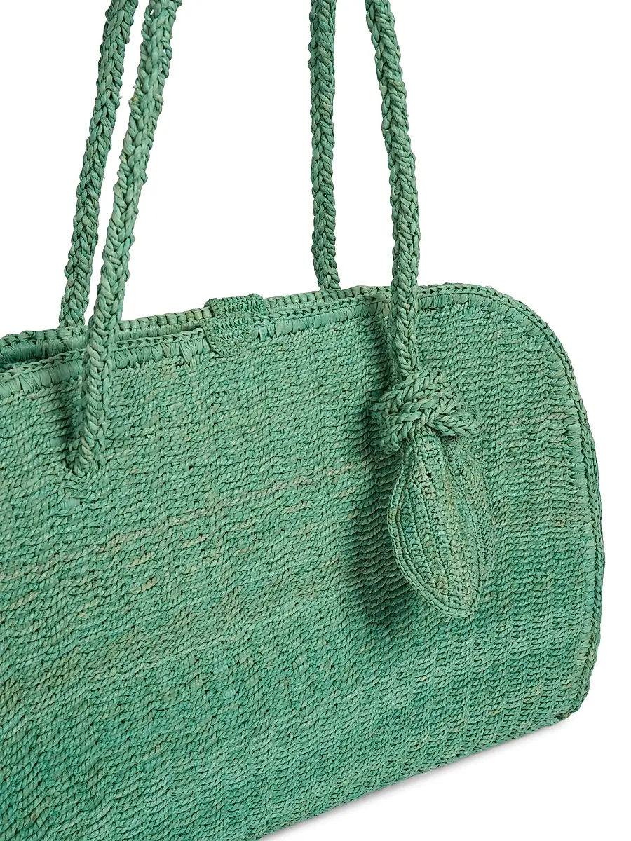 Jacquemus Women's Le Turismo Raffia & Leather Bowler - Turquoise | Thumbnail 4 Jacquemus Women's Le Turismo Raffia & Leather Bowler - Turquoise | Thumbnail 4