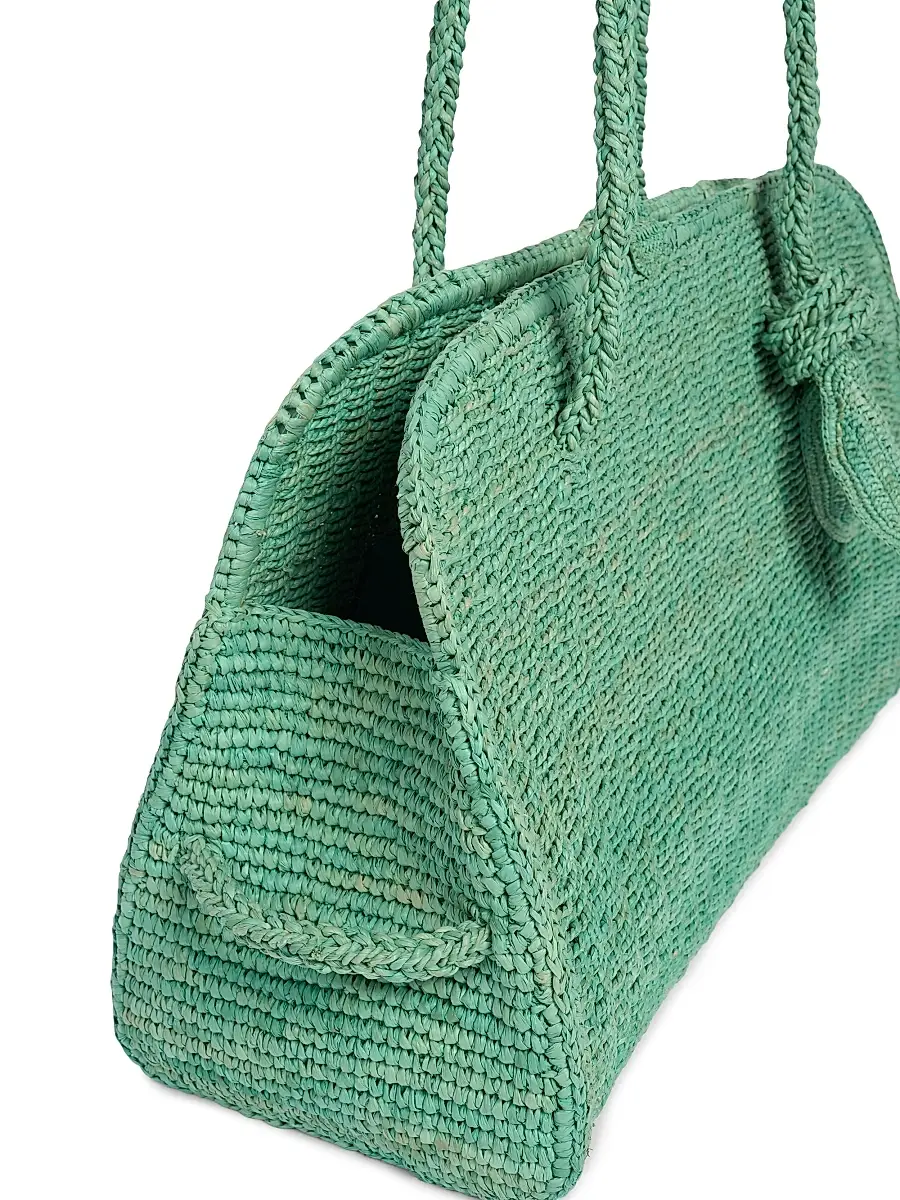 Jacquemus Women's Le Turismo Raffia & Leather Bowler - Turquoise | Thumbnail 5 Jacquemus Women's Le Turismo Raffia & Leather Bowler - Turquoise | Thumbnail 5