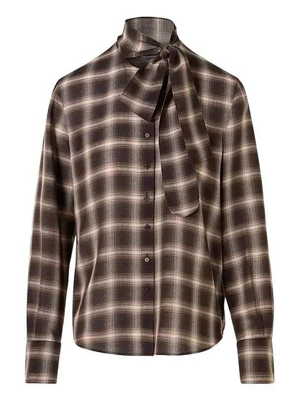 Women's Plaid Bow Collar Blouse Women's Plaid Bow Collar Blouse
