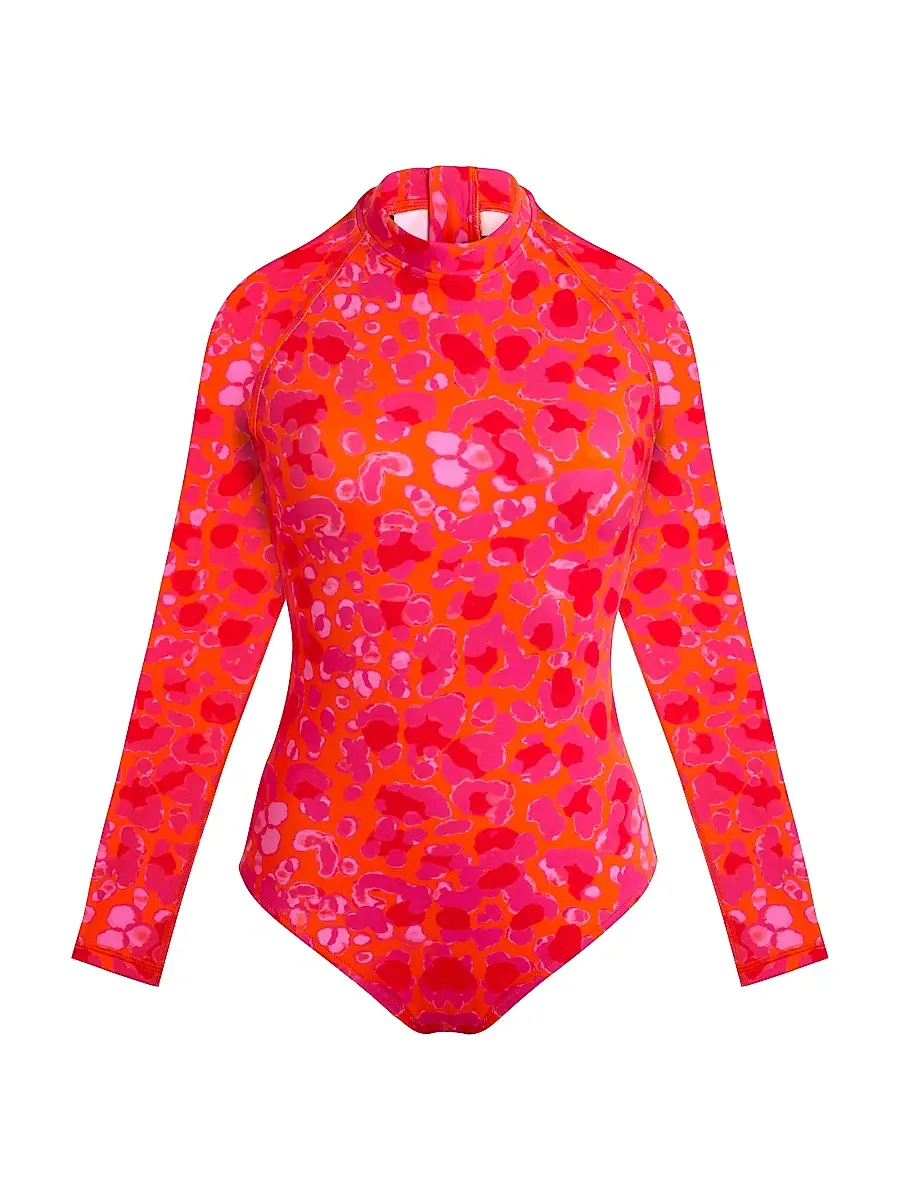 Vilebrequin Women's New Leopard Neoprene Rashguard Bodysuit - Apricot | Image 1 Vilebrequin Women's New Leopard Neoprene Rashguard Bodysuit - Apricot | Image 1