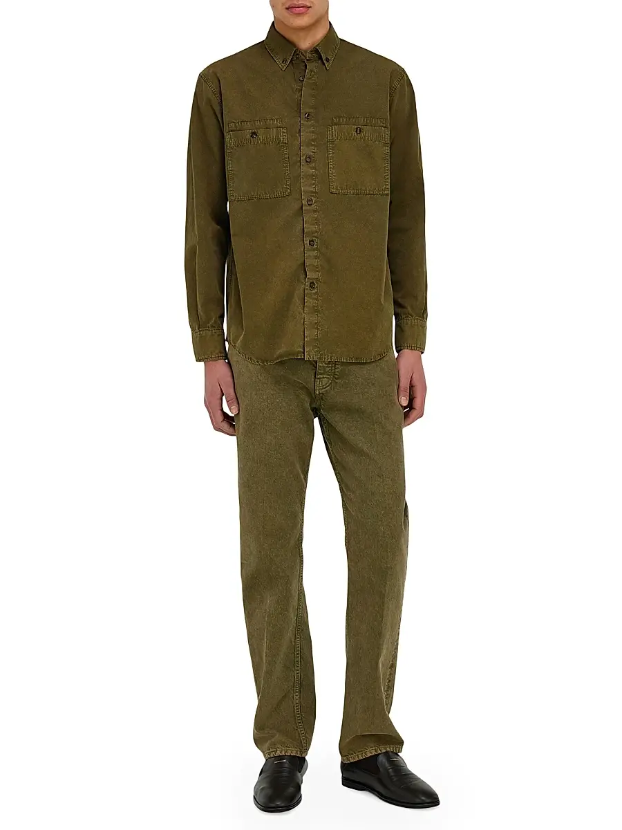 Ferragamo Men's Cotton-Silk Work Shirt | Thumbnail 2
