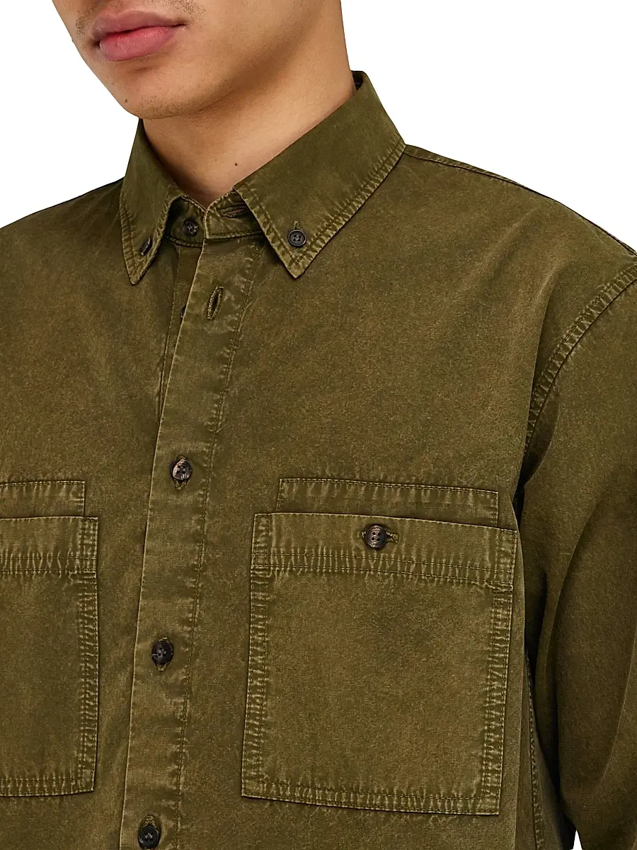 Ferragamo Men's Cotton-Silk Work Shirt | Thumbnail 4