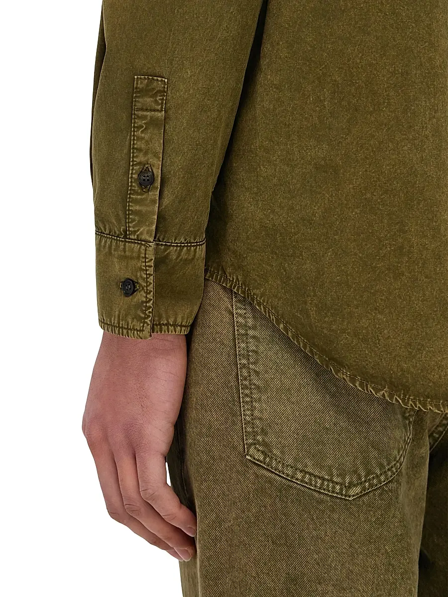 Ferragamo Men's Cotton-Silk Work Shirt | Thumbnail 6
