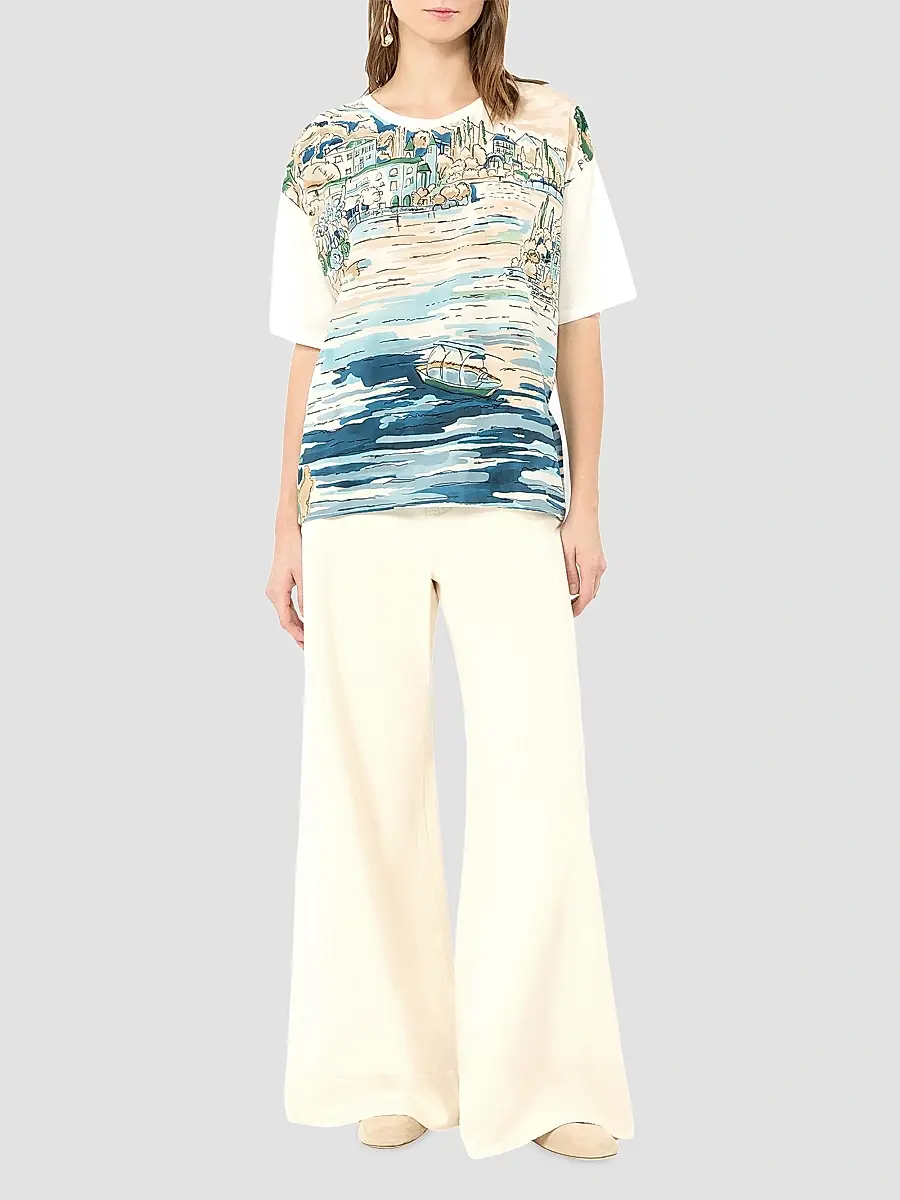 Weekend Max Mara Women's Jersey and Printed Silk T-Shirt | Thumbnail 2 Weekend Max Mara Women's Jersey and Printed Silk T-Shirt | Thumbnail 2