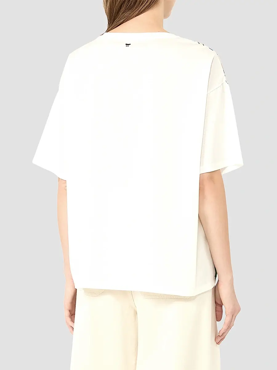 Weekend Max Mara Women's Jersey and Printed Silk T-Shirt | Thumbnail 4 Weekend Max Mara Women's Jersey and Printed Silk T-Shirt | Thumbnail 4