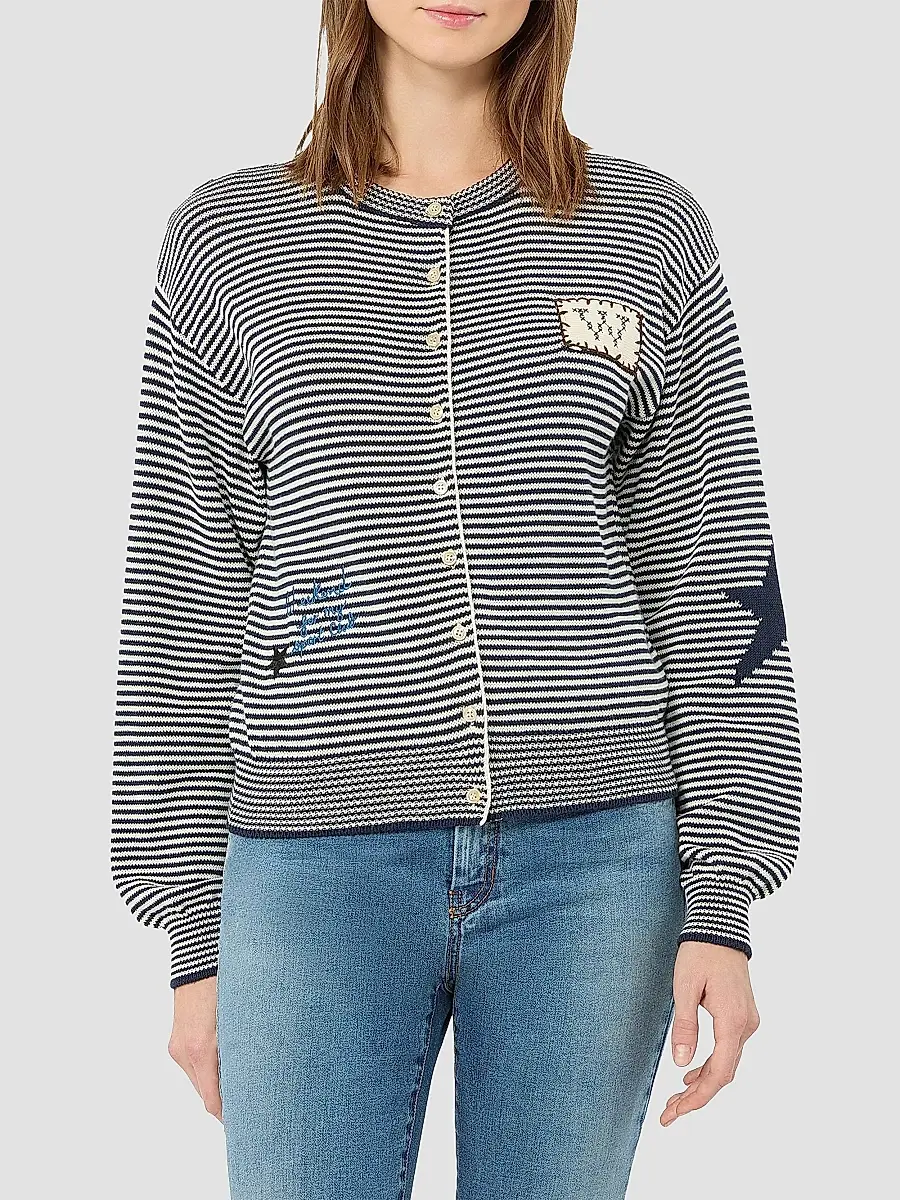 Weekend Max Mara Women's Inlay Detail Cotton Yarn Cardigan | Thumbnail 3 Weekend Max Mara Women's Inlay Detail Cotton Yarn Cardigan | Thumbnail 3