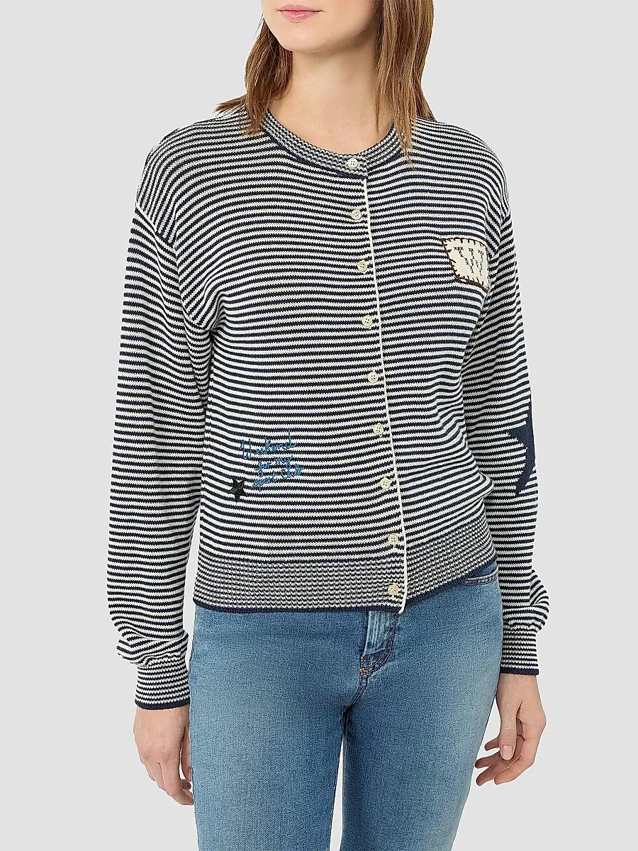 Weekend Max Mara Women's Inlay Detail Cotton Yarn Cardigan | Thumbnail 5 Weekend Max Mara Women's Inlay Detail Cotton Yarn Cardigan | Thumbnail 5