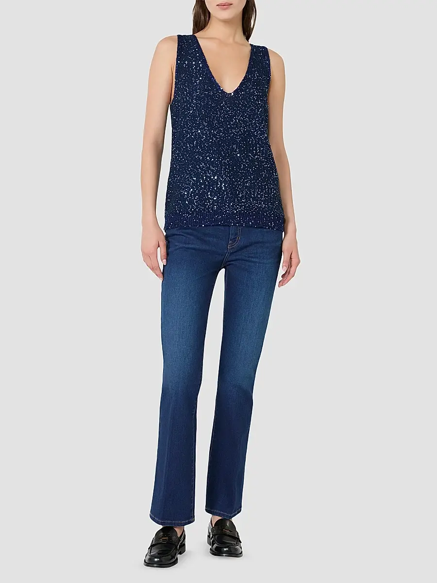 Weekend Max Mara Women's Sleeveless Sweater with Sequin Detail - Navy | Thumbnail 2 Weekend Max Mara Women's Sleeveless Sweater with Sequin Detail - Navy | Thumbnail 2