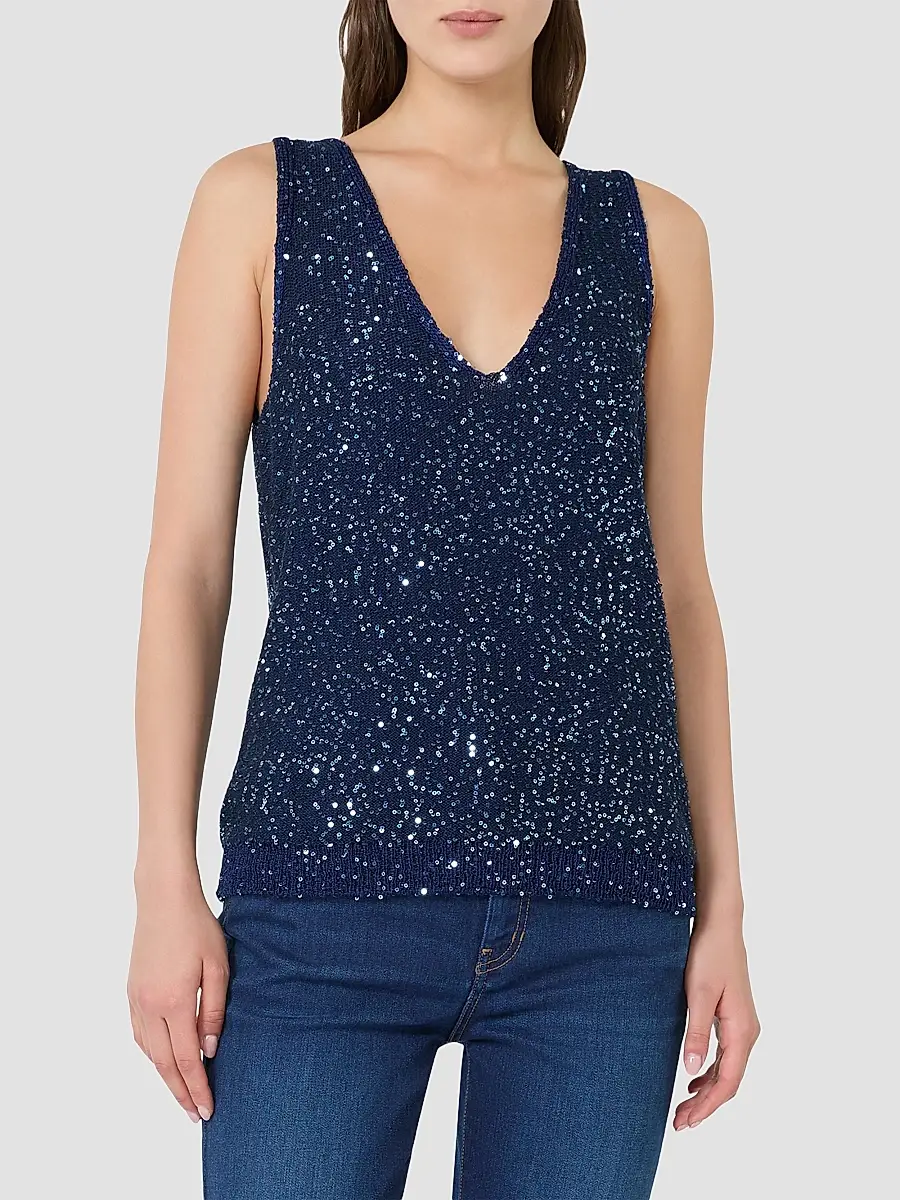 Weekend Max Mara Women's Sleeveless Sweater with Sequin Detail - Navy | Thumbnail 3 Weekend Max Mara Women's Sleeveless Sweater with Sequin Detail - Navy | Thumbnail 3