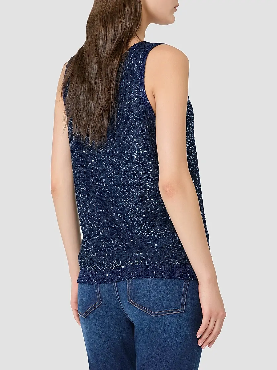 Weekend Max Mara Women's Sleeveless Sweater with Sequin Detail - Navy | Thumbnail 4 Weekend Max Mara Women's Sleeveless Sweater with Sequin Detail - Navy | Thumbnail 4